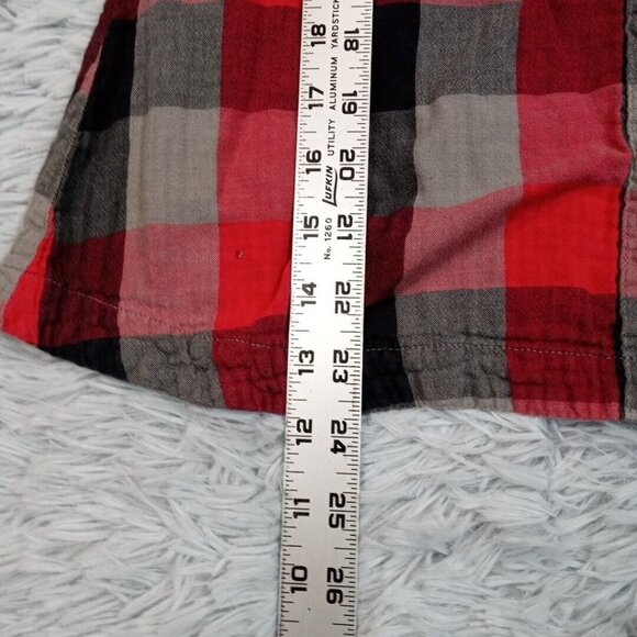 Sims Snowboarding Womens Shirt Red S Plaid Button Up Casual Pockets Comfort Logo - Picture 11 of 12